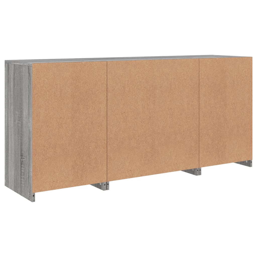 Sideboard with LED Lights Grey Sonoma 142.5x37x67 cm
