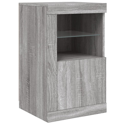 Sideboard with LED Lights Grey Sonoma 142,5x37x67 cm