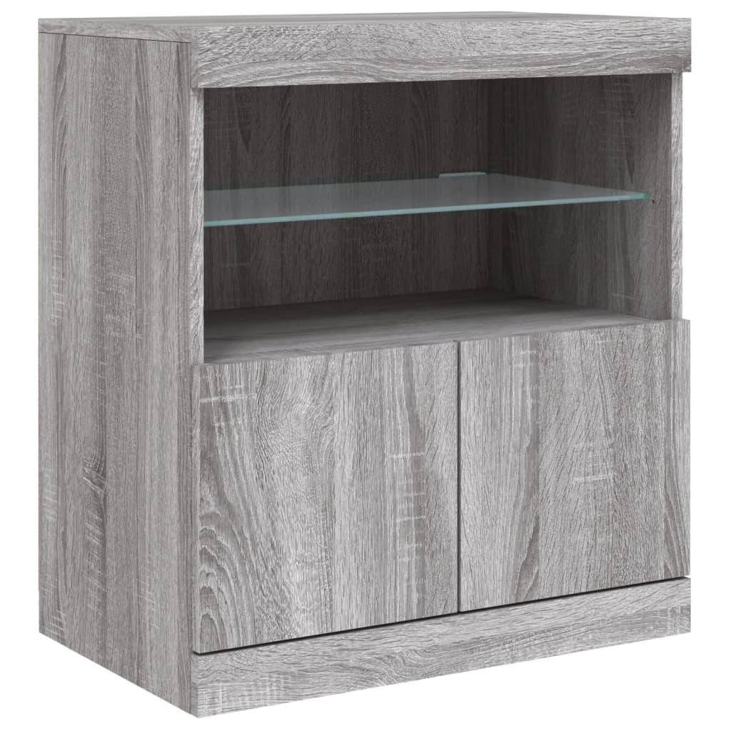 Sideboard with LED Lights Grey Sonoma 142,5x37x67 cm