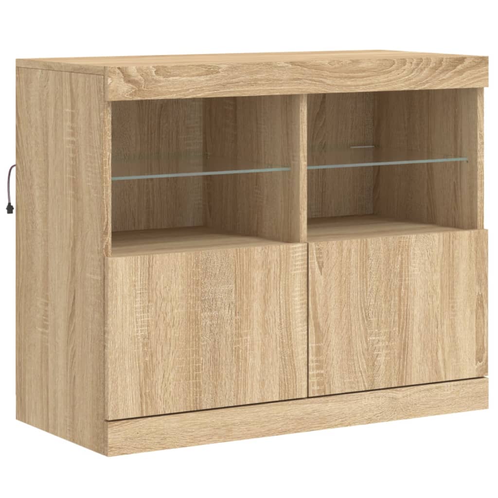 Sideboard with LED Lights Sonoma Oak 163x37x67 cm