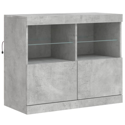 Sideboard with LED Lights Concrete Grey 163x37x67 cm