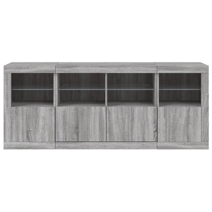 Sideboard with LED Lights Grey Sonoma 163x37x67 cm