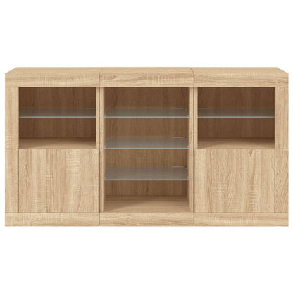 Sideboard with LED Lights Sonoma Oak 123x37x67 cm