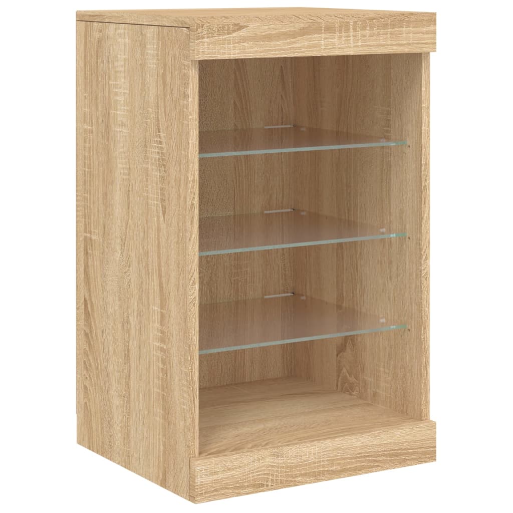 Sideboard with LED Lights Sonoma Oak 123x37x67 cm