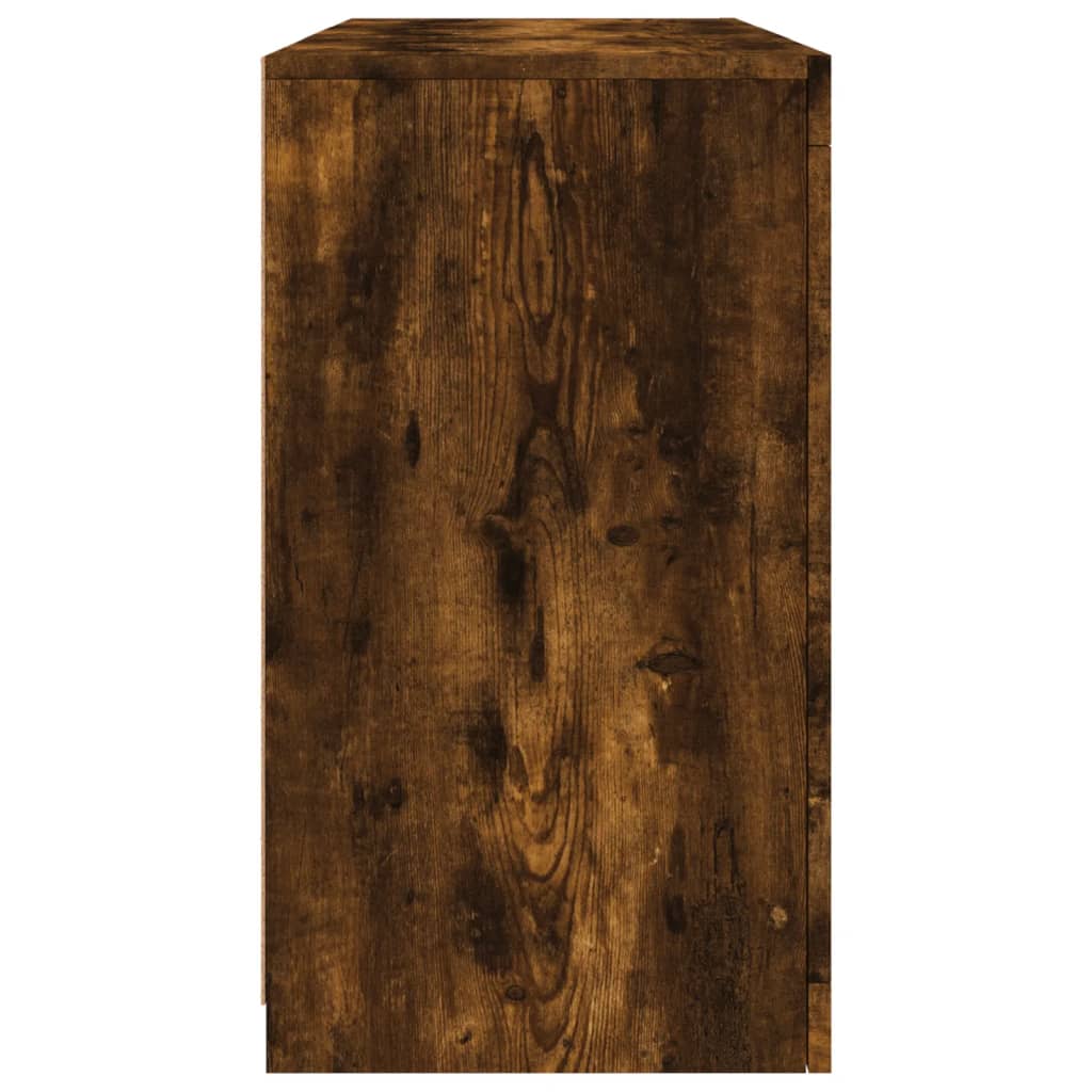 Sideboard with LED Lights Smoked Oak 123x37x67 cm