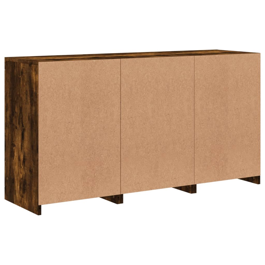 Sideboard with LED Lights Smoked Oak 123x37x67 cm