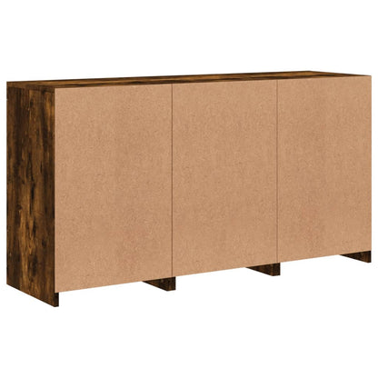 Sideboard with LED Lights Smoked Oak 123x37x67 cm