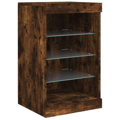 Sideboard with LED Lights Smoked Oak 123x37x67 cm