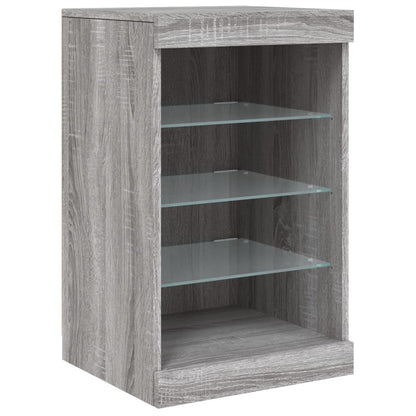 Sideboard with LED Lights Grey Sonoma 123x37x67 cm