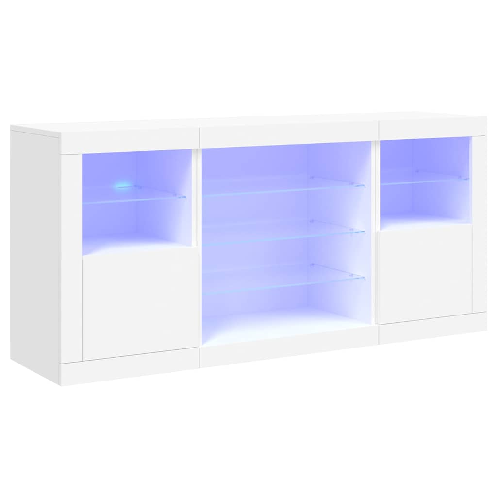 Sideboard with LED Lights White 142,5x37x67 cm