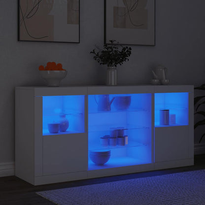 Sideboard with LED Lights White 142,5x37x67 cm