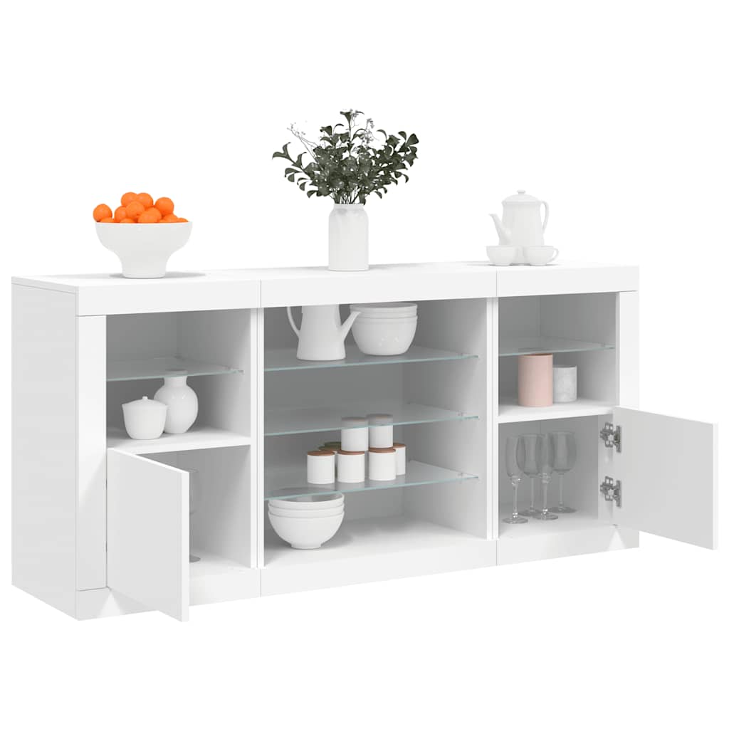 Sideboard with LED Lights White 142,5x37x67 cm