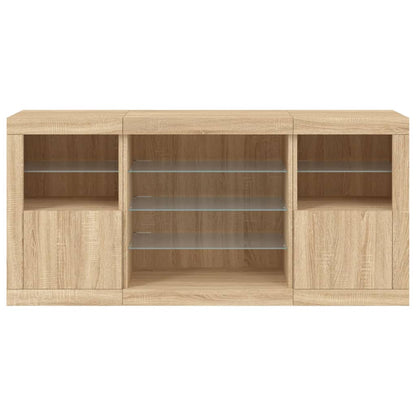 Sideboard with LED Lights Sonoma Oak 142,5x37x67 cm