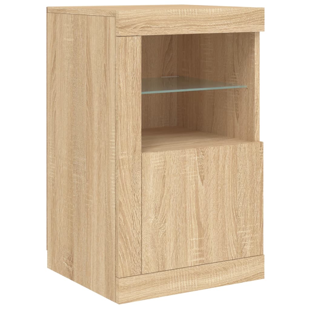 Sideboard with LED Lights Sonoma Oak 142,5x37x67 cm