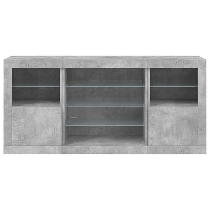 Sideboard with LED Lights Concrete Grey 142,5x37x67 cm