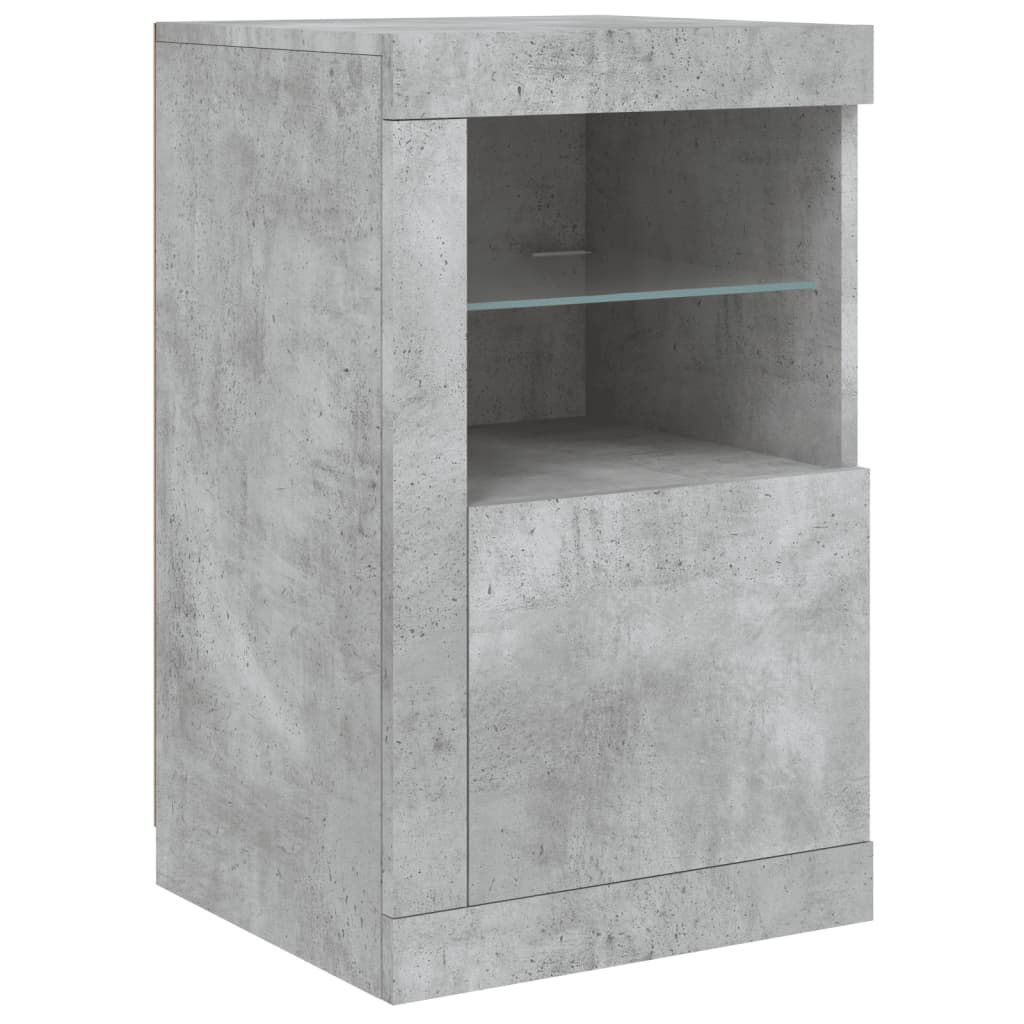 Sideboard with LED Lights Concrete Grey 142,5x37x67 cm