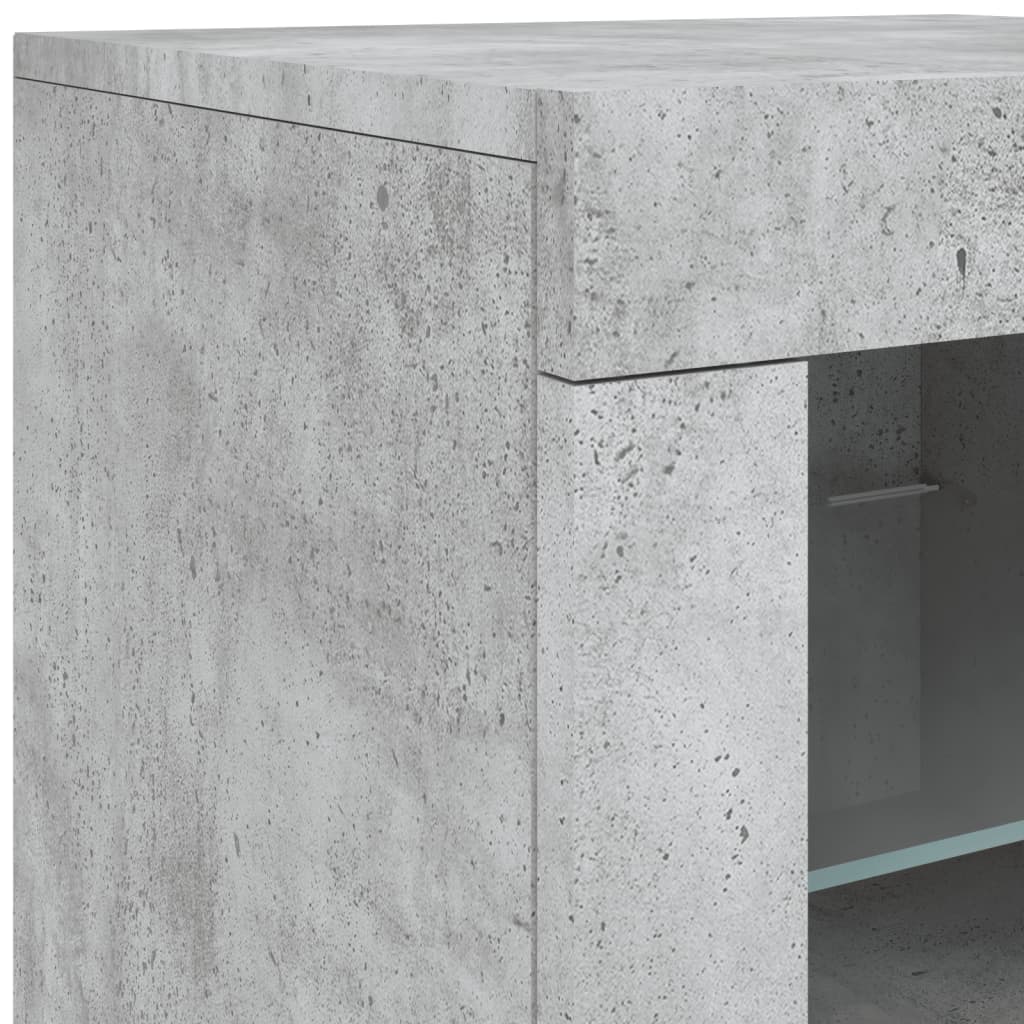 Sideboard with LED Lights Concrete Grey 142,5x37x67 cm