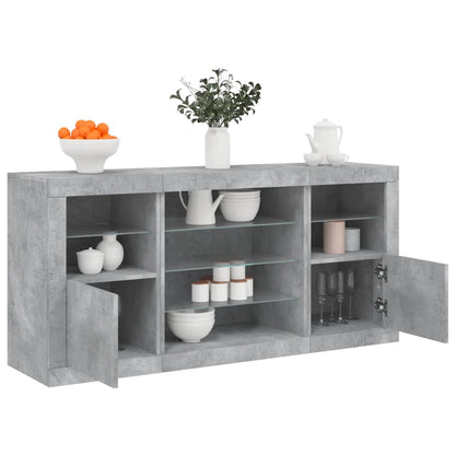 Sideboard with LED Lights Concrete Grey 142,5x37x67 cm