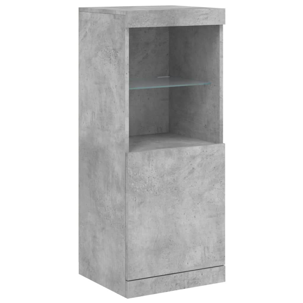 Sideboards with LED Lights 3 pcs Concrete Grey Engineered Wood