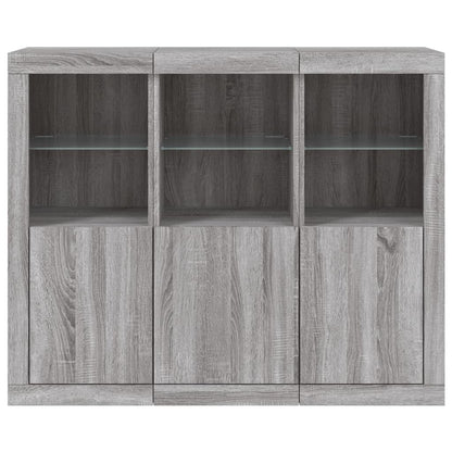 Sideboards with LED Lights 3 pcs Grey Sonoma Engineered Wood