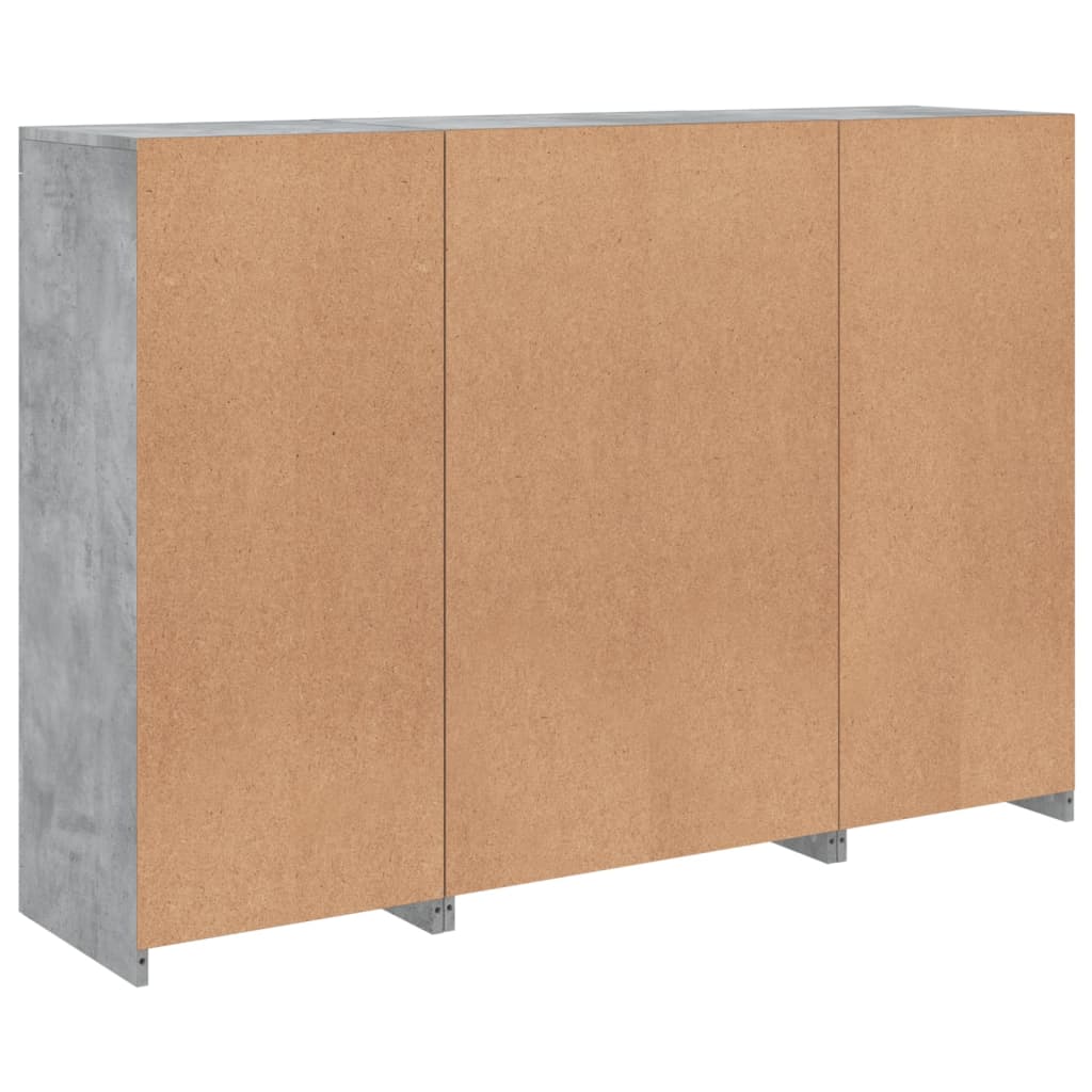 Sideboards with LED Lights 3 pcs Concrete Grey Engineered Wood