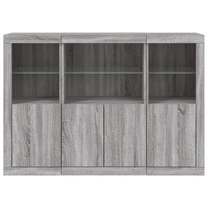 Sideboards with LED Lights 3 pcs Grey Sonoma Engineered Wood