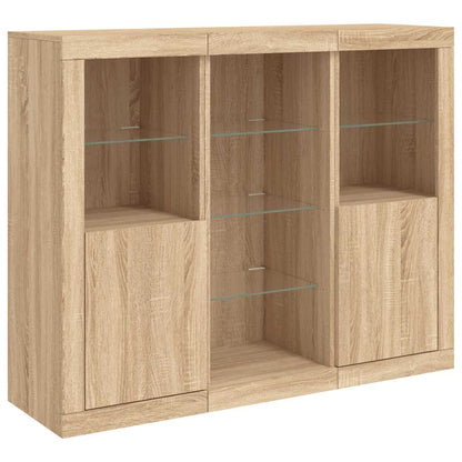 Sideboards with LED Lights 3 pcs Sonoma Oak Engineered Wood