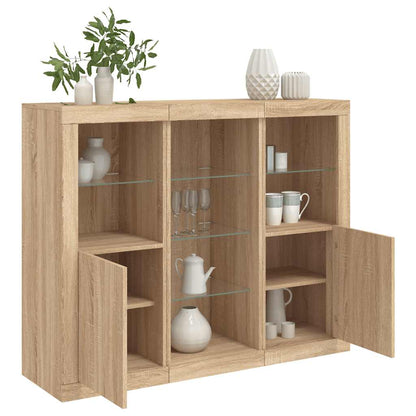 Sideboards with LED Lights 3 pcs Sonoma Oak Engineered Wood