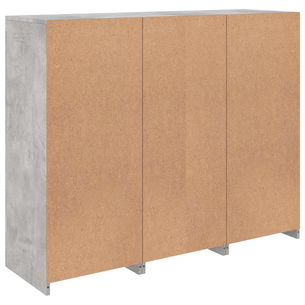 Sideboards with LED Lights 3 pcs Concrete Grey Engineered Wood