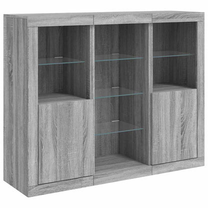 Sideboards with LED Lights 3 pcs Grey Sonoma Engineered Wood