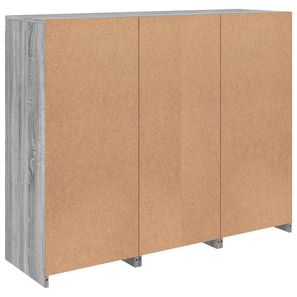 Sideboards with LED Lights 3 pcs Grey Sonoma Engineered Wood