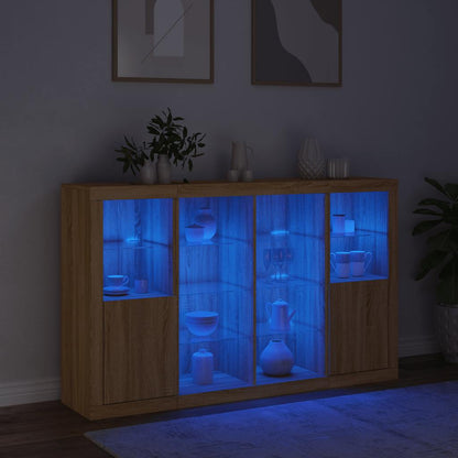 Sideboards with LED Lights 3 pcs Sonoma Oak Engineered Wood
