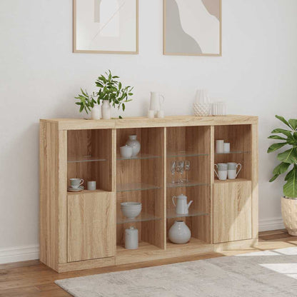 Sideboards with LED Lights 3 pcs Sonoma Oak Engineered Wood