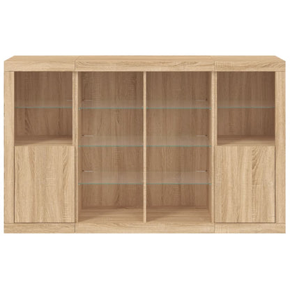Sideboards with LED Lights 3 pcs Sonoma Oak Engineered Wood
