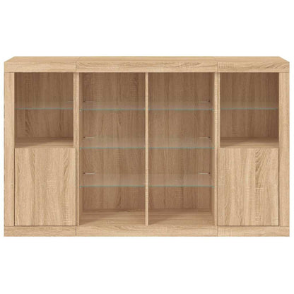 Sideboards with LED Lights 3 pcs Sonoma Oak Engineered Wood