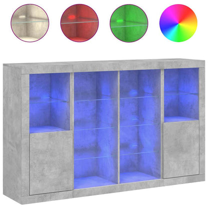 Sideboards with LED Lights 3 pcs Concrete Grey Engineered Wood