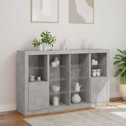 Sideboards with LED Lights 3 pcs Concrete Grey Engineered Wood