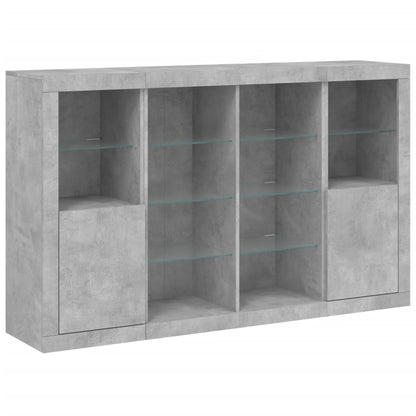 Sideboards with LED Lights 3 pcs Concrete Grey Engineered Wood