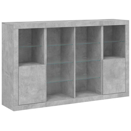 Sideboards with LED Lights 3 pcs Concrete Grey Engineered Wood