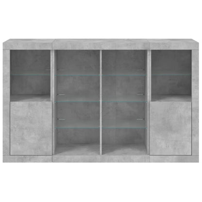 Sideboards with LED Lights 3 pcs Concrete Grey Engineered Wood
