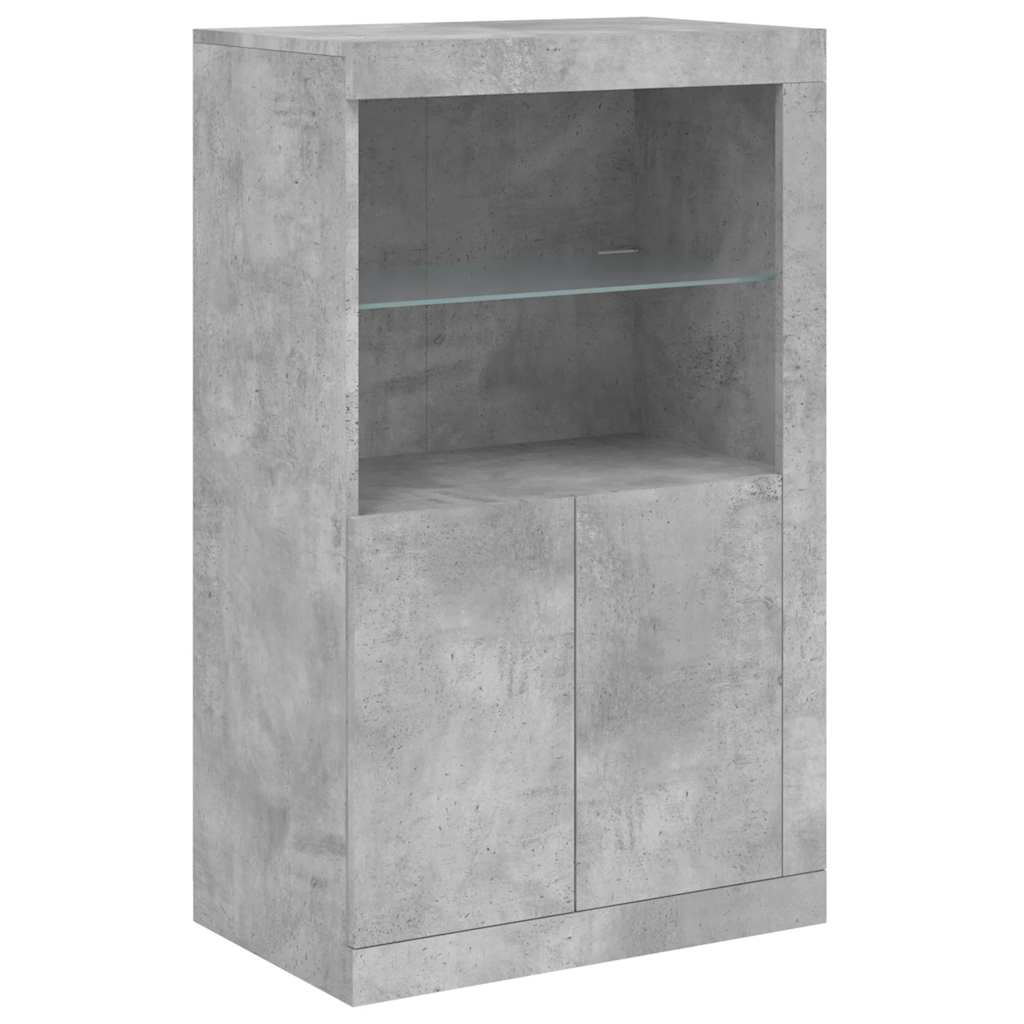 Sideboard with LED Lights Concrete Grey 162x37x100 cm