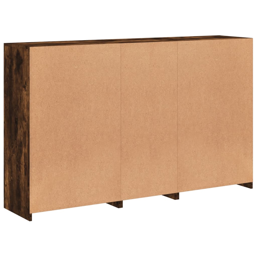 Sideboard with LED Lights Smoked Oak 162x37x100 cm