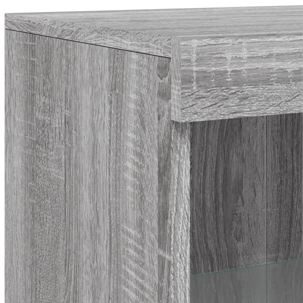 Sideboard with LED Lights Grey Sonoma 162x37x100 cm