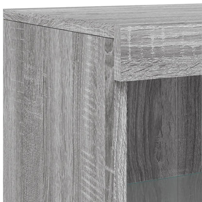 Sideboard with LED Lights Grey Sonoma 162x37x100 cm