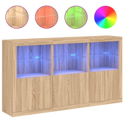 Sideboard with LED Lights Sonoma Oak 181.5x37x100 cm