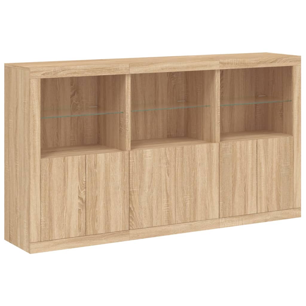 Sideboard with LED Lights Sonoma Oak 181,5x37x100 cm