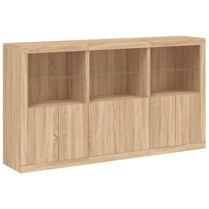 Sideboard with LED Lights Sonoma Oak 181,5x37x100 cm