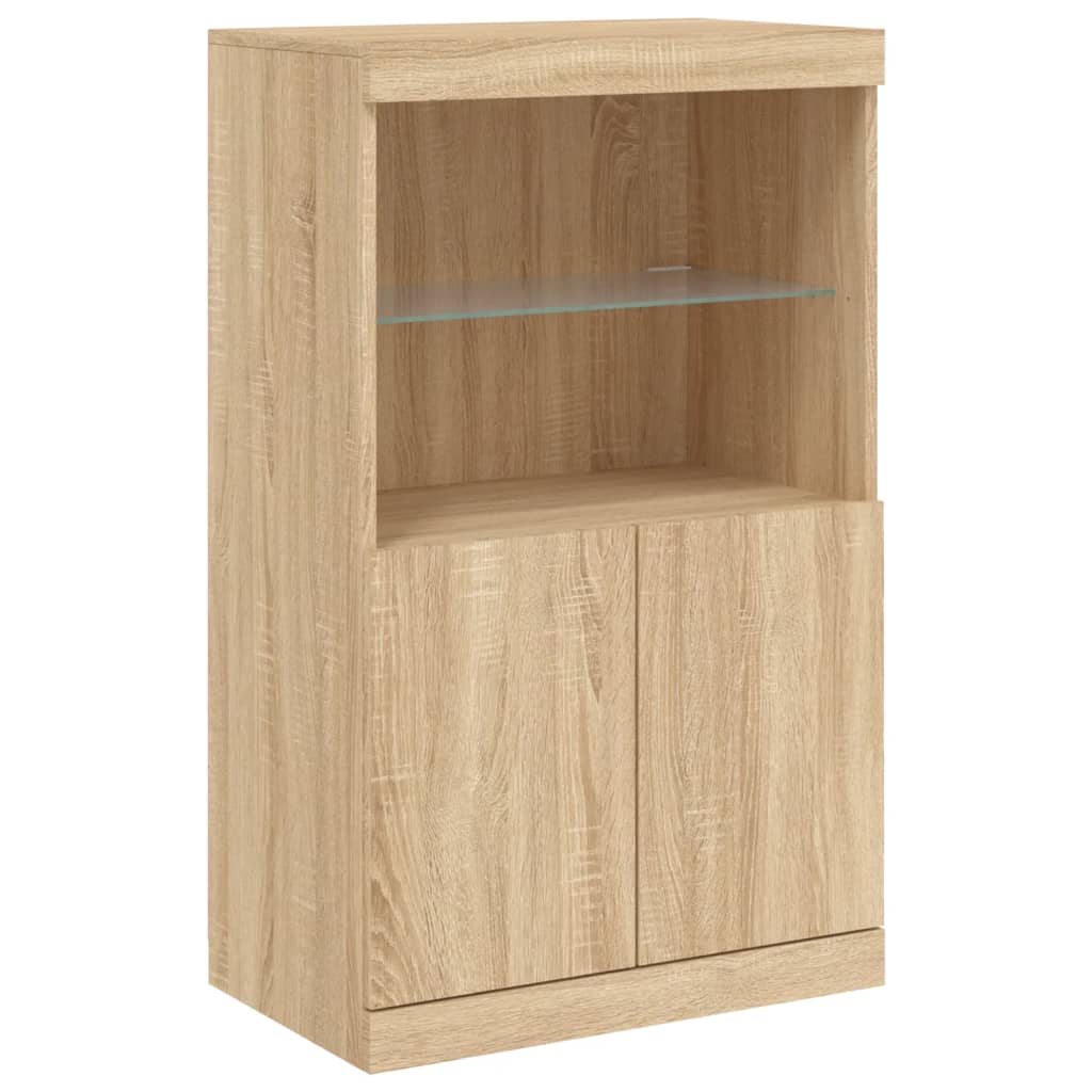 Sideboard with LED Lights Sonoma Oak 181,5x37x100 cm