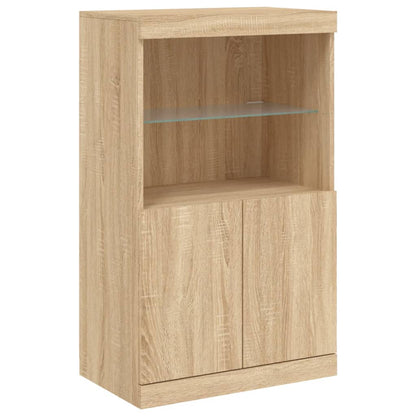 Sideboard with LED Lights Sonoma Oak 181,5x37x100 cm