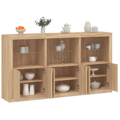 Sideboard with LED Lights Sonoma Oak 181,5x37x100 cm